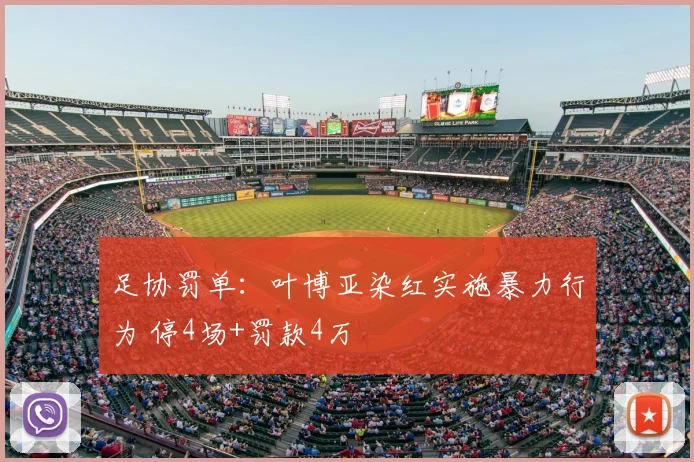 足协罚单:叶博亚染红实施暴力行为 停4场+罚款4万
